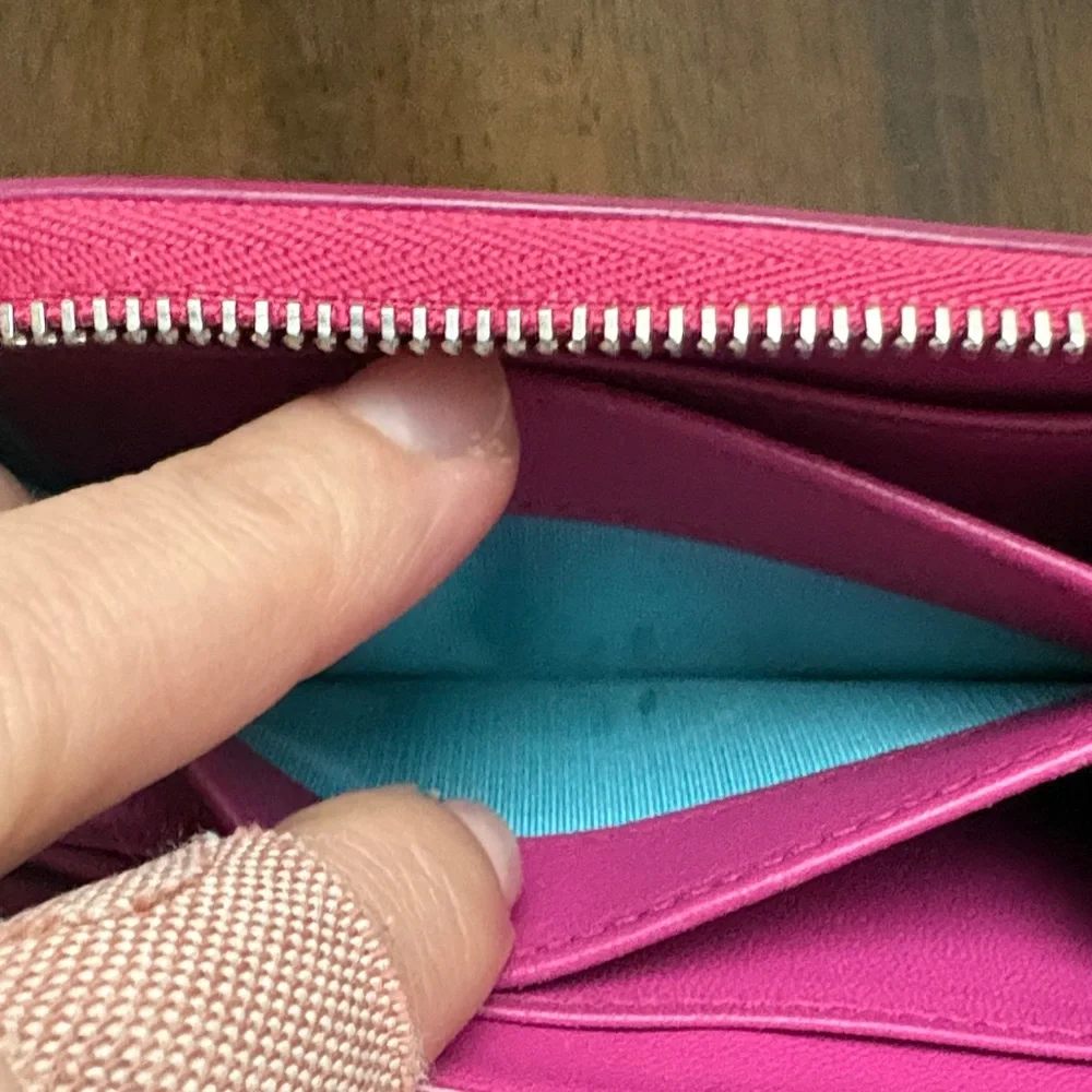 Tiffany & Co. Leather Zip Wallet Pouch Color: Raspberry in Euc. - Picture 7 of 12